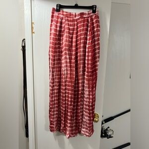 Red and White Tie-Dye Flowy Pants